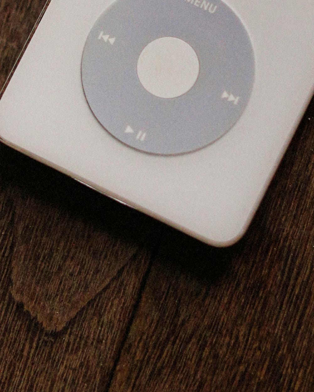 an mp3 player's click wheel, close up