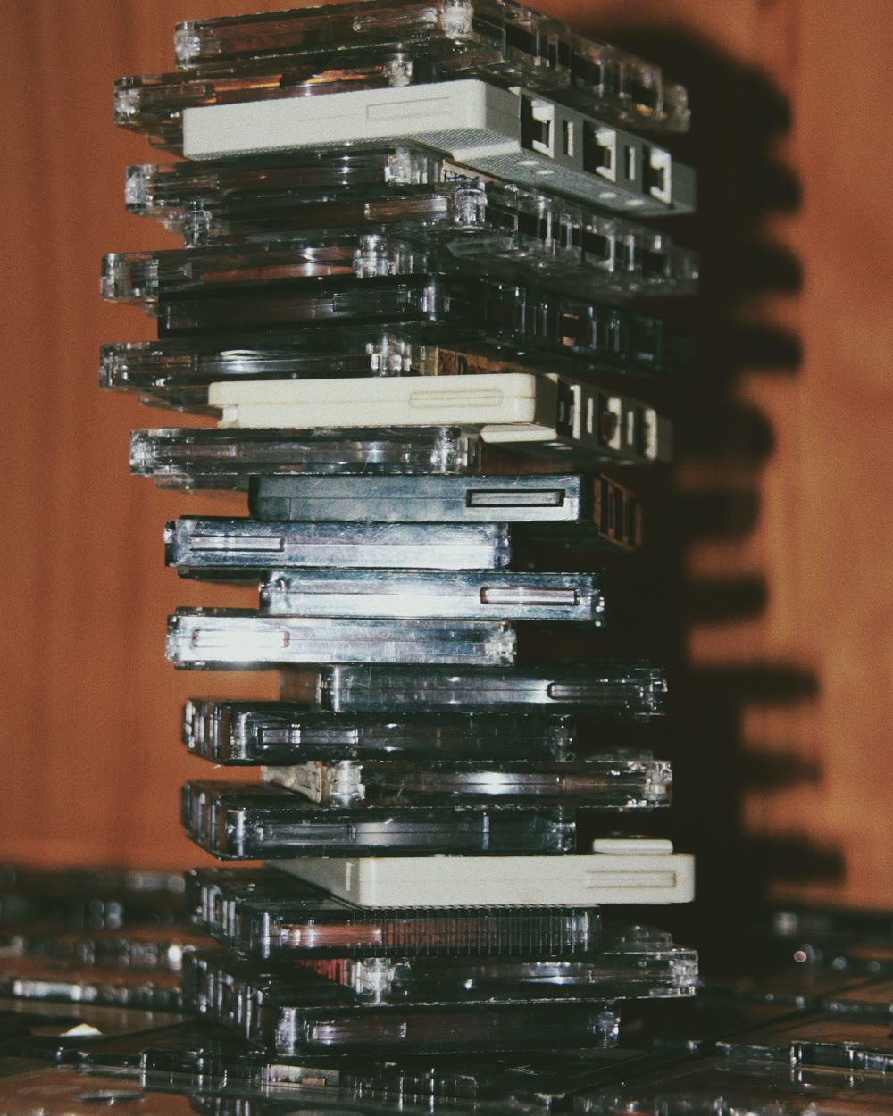 a stack of cassette demo tapes